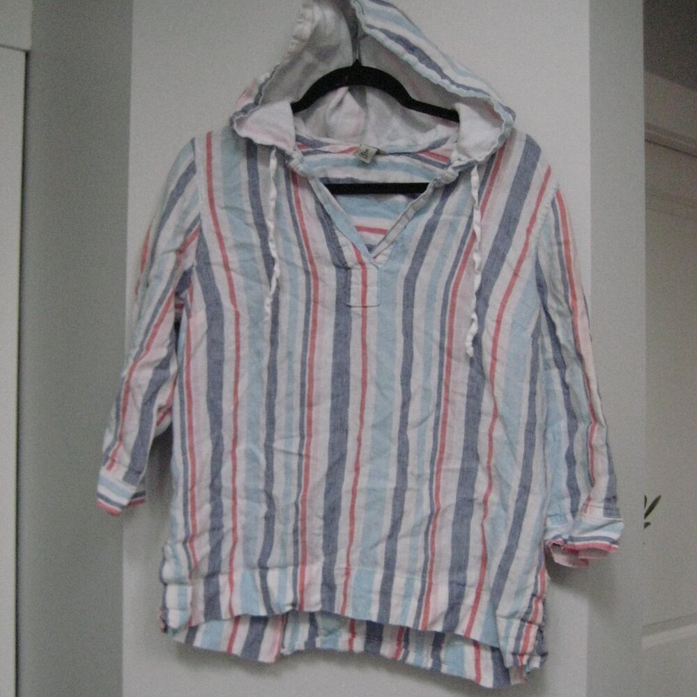 LL Bean linen hooded pullover